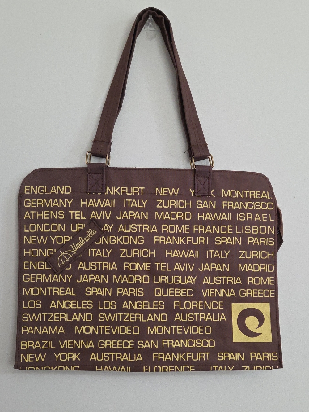 Vintage Arnold Palmer Multi-City Typography Canvas Tote Bag Retro Casuals